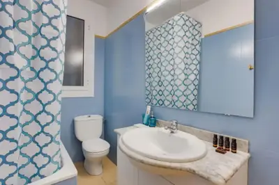 a bathroom with a sink and a toilet and a shower at Sant Joan entresol in Barcelona