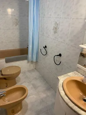 a bathroom with a shower and a toilet and a sink at villa 7 personnes 45 mn Barcelone vue sur Montserrat in Vacarisas