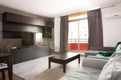 a living room with a couch and a tv at Canela Homes BARCELONA AUSIAS MARC in Barcelona