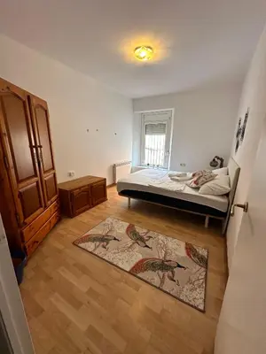 a bedroom with a bed and a rug at Relax Holiday Home in Vallromanas