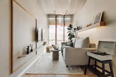a kitchen with a sink and a washer and dryer at Murtra - 2 bedrooms in Sant Antoni in Barcelona