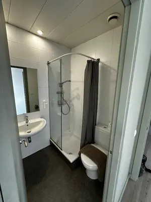 a bathroom with a shower and a toilet and a sink at The Olive in Barcelona