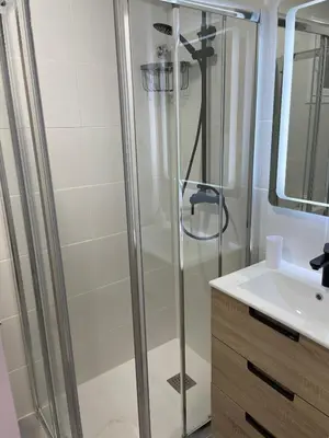 a bathroom with a shower and a sink at Apartments BCN Central-Colon in Barcelona