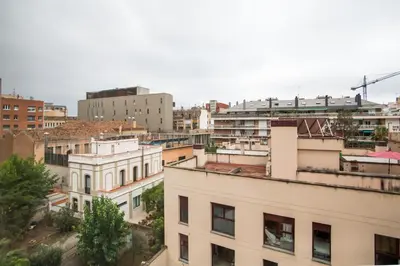 an aerial view of a city with buildings at 13MAL1077- Magnific 2BR flat in Barcelona