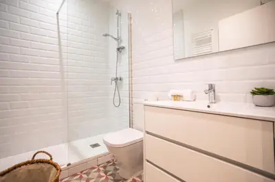 a bathroom with a shower and a toilet and a sink at B3MAL1081- New 2BR flat with private terrace in Barcelona