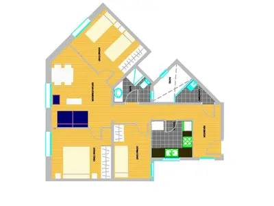 an illustration of a house with lots of windows at Classbedroom Barcelona Sagrera Apartment in Barcelona