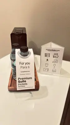 a table with a sign and a box on it at Bonanova Suite in Barcelona