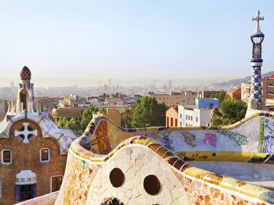 a view from the top of a building with mosaics at Apartment Eixample Dret Aragó Roger de Lluria by Interhome in Barcelona