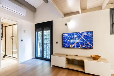 a living room with a tv on the wall at Petit Luxe Del Vall in Terrassa