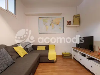 a living room with a couch and a tv at Great and nice 1 bedroom apartment close to Camp Nou in Barcelona