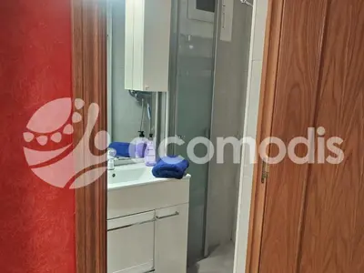 a bathroom with a white sink and a shower at Passatge Concepcio in Hospitalet de Llobregat