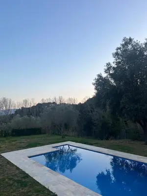 a swimming pool in the middle of a yard at Can Sura in Campíns