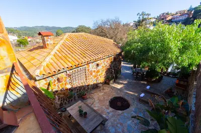 an overhead view of a house with a tile roof at Catalunya Casas Unique villa in Costa Maresme 27km to Barcelona! in Argentona