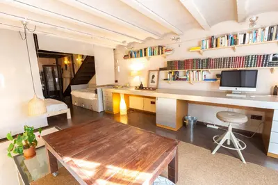 a room with a desk and a computer in it at Catalunya Casas Unique villa in Costa Maresme 27km to Barcelona! in Argentona