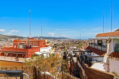 a view of a city with buildings at 55m² Monthly Base w Terrace AC in Barcelona