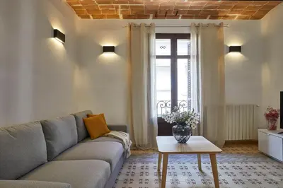 a living room with a couch and a table at BBarcelona Perill Flat in Barcelona