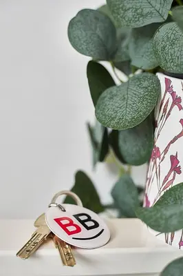 a bunch of keys sitting next to a potted plant at BBarcelona Brusi Flat in Barcelona