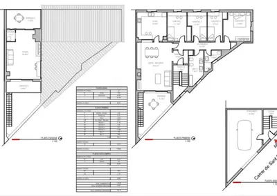 a floor plan and elevation of a building at Large townhouse in St Cugat in Sant Cugat del Vallès