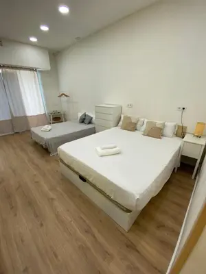 a bedroom with two beds and a couch at Barcelona Home in Barcelona