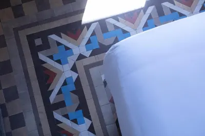 a close up of a floor with geometric patterns at yök Casa Cultura in Barcelona