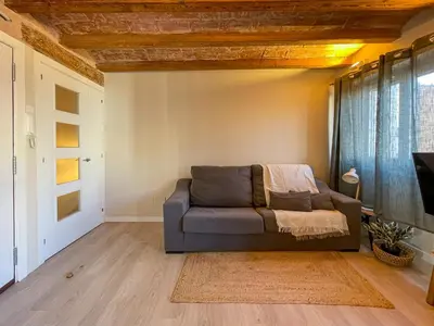 a living room with a couch and a window at Barcelona Touch Apartments - Fontrodona in Barcelona