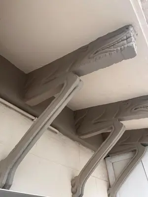 a white ceiling with a metal support beam at Can cruspinera WITH 6BEEDROOM in Tiana
