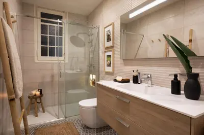 a bedroom with a large bed and a hallway at Tanah - 3 bedrooms and balcony in Eixample Dreta in Barcelona