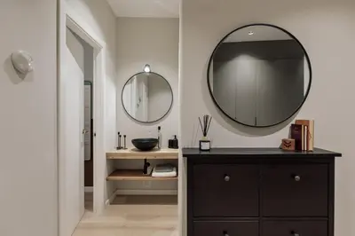 a bedroom with a desk and a bed with a chair at Cesme - 2 bedrooms and balcony in Sant Pere in Barcelona