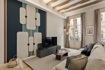 a bathroom with a toilet and a sink and a shower at Cesme - 2 bedrooms and balcony in Sant Pere in Barcelona