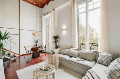 a bedroom with a bed and a wooden ceiling at Agerola - 2 bedrooms in Eixample Dreta in Barcelona