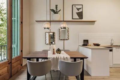 a bathroom with a sink and a shower at Ada - 2 bedrooms and balcony in Eixample Dreta in Barcelona