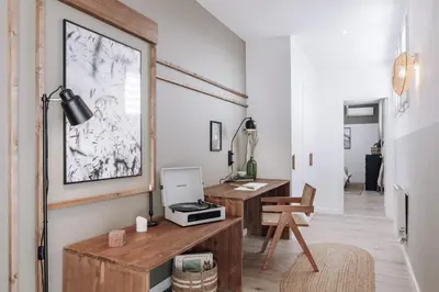 a white bathroom with a sink and a shower at Nerja - 1 bedroom and terrace in Sant Gervasi in Barcelona