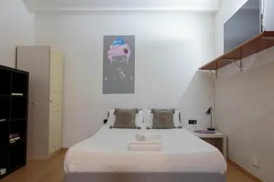 a bedroom with a large white bed in a room at Gracia&Güell Home in Barcelona