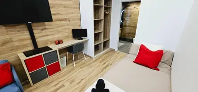 a living room with a couch and a tv at 2 apartamentos juntos ideal grupos cerca Barcelona in Badalona