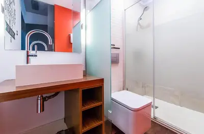 a bathroom with a sink and a toilet and a shower at Sweett - Loft Villa Olimpica Beach in Barcelona