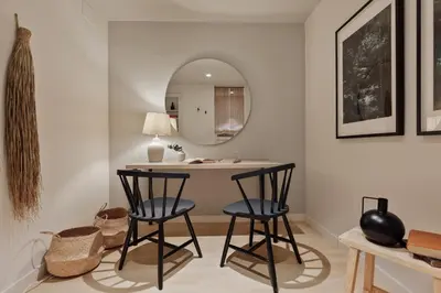 a bedroom with a bed and a sliding door at Liang - 3 bedrooms in Eixample Esquerra in Barcelona