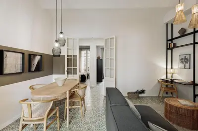 a room with a table and two chairs and a window at Pegaso - 2 bedrooms and terrace in Sant Gervasi in Barcelona