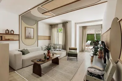 a bedroom with a bed and a large mirror at Malena - 3 bedrooms and terrace in Eixample Esquerra in Barcelona