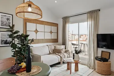 a white bathroom with a sink and a shower at Guacimal - 1 bedroom and terrace in Sants in Barcelona