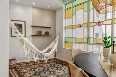 a bathroom with a sink and a shower at Toliman - 1 bedroom and office in Eixample Dreta in Barcelona