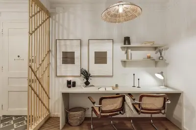 a home office with a desk and a chair at Meko - 2 bedrooms and balcony in Eixample Esquerra in Barcelona