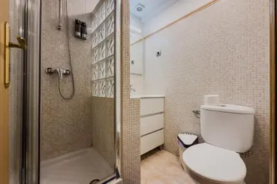 a bathroom with a toilet and a shower at Casa en Barcelona in Barcelona