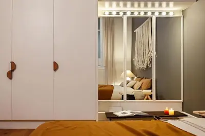 a bedroom with a room with a bed and a window at Atins - 2 bedrooms in Eixample Dreta in Barcelona