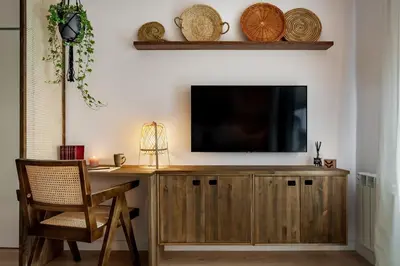 a bathroom with a white sink and a shower at Batam - 1 bedroom and terrace in Gràcia in Barcelona