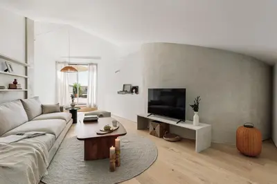 a room with a mirror and a hammock in a room at Mille - 2 bedrooms and terrace in Poblenou in Barcelona