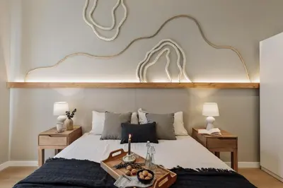 a bedroom with a bed and a desk at Ixchel - 3 bedrooms, terrace and balcony in Gràcia in Barcelona
