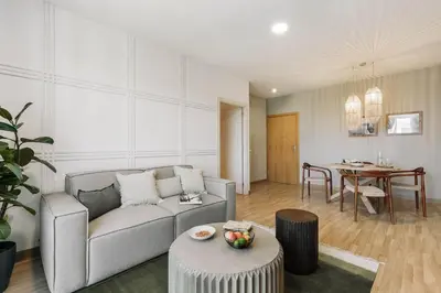 a bathroom with a sink and a toilet and a mirror at Gragnano - 2 bedrooms in Poblenou in Barcelona