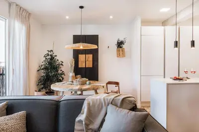 a bathroom with a shower and a toilet and a sink at Cerler - 2 bedrooms and terrace in Sant Antoni in Barcelona