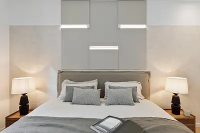 a living room with a table and a couch at Velia - 2 bedrooms and terrace in Ciutat Vella in Barcelona