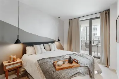 a bathroom with a sink and a shower at Pavots - 3 bedrooms, pool and gym in Poblenou in Barcelona